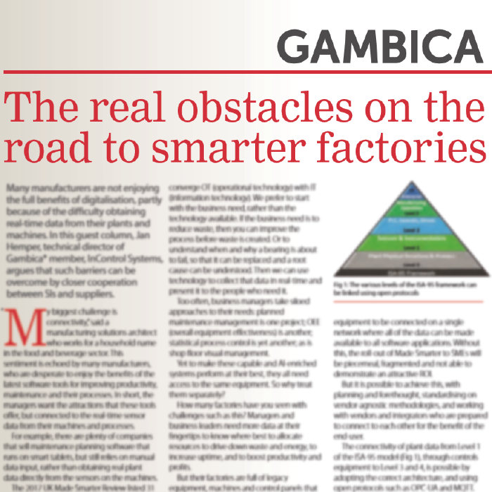 Gambica Featured Article: The real obstacles on the road to smarter factories
